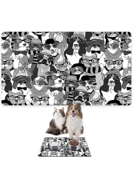 Mama ve Su Evcil Hayvan Beslenme Matı, Kolay Temizlenen Emici Su Geçirmez Kumaş, Küçük Orta