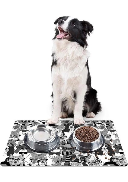 Mama ve Su Evcil Hayvan Beslenme Matı, Kolay Temizlenen Emici Su Geçirmez Kumaş, Küçük Orta