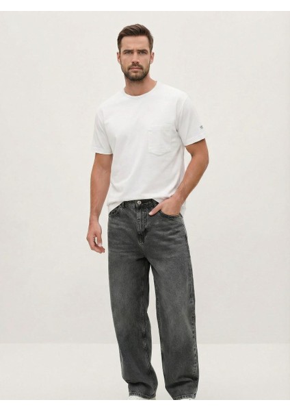 Erkek Baggy Kot Pantolon Koyu Gri