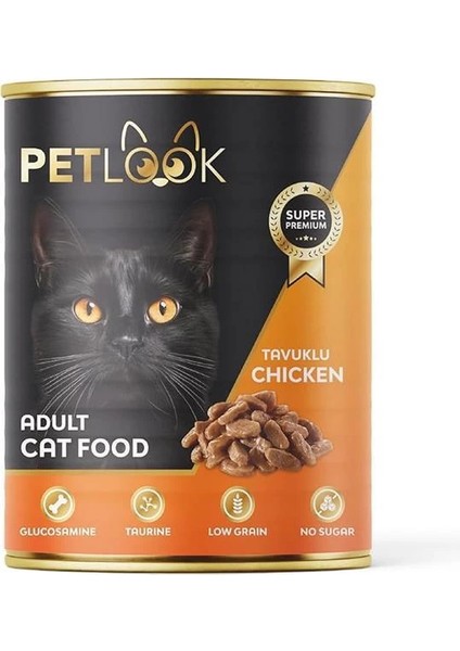 Konserve Kedi Maması Yetişkin Tavuk Etli, Parça Etli 415 gr 24 Adet Yaş Mama Düşük Tahıllı fiyatları