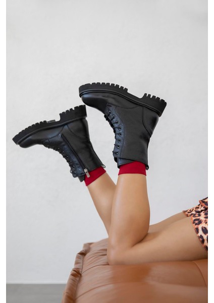 Milo Kadın Hakiki Deri Postal Bot Siyah fırsatları