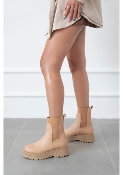 Embers Kadın Lastik Detay Deri Postal Bot Nude fiyatları