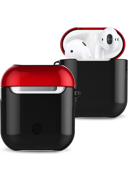 CPT83 Airpods 2 (2.nesil) 3in1 Kılıf - Siyah-Kırmızı