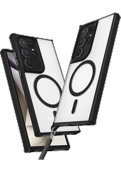 Samsung Galaxy S23 Ultra Kılıf Enka Magsafe Silikon Kılıf - Siyah