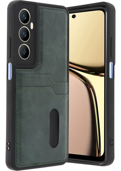 Realme C65 Sara Kartvizitli Deri Kılıf - Yeşil modelleri