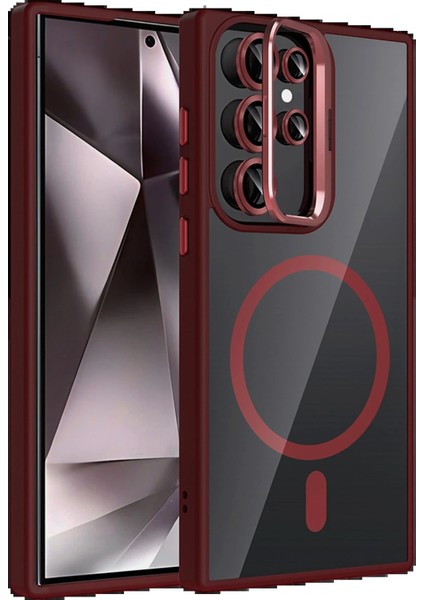 FLM Samsung Galaxy S24 Ultra Remim Lensli Magsafe Standlı Kapak - Bordo