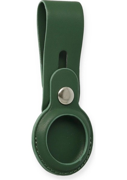 Airtag Askılı Deri Kılıf - Koyu Yeşil