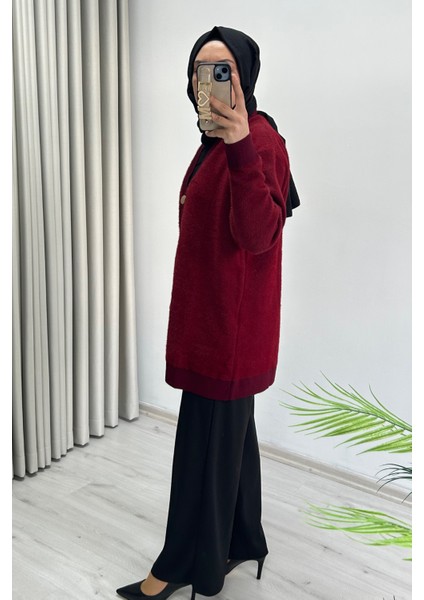 Magazin Oversize Rahat Kalıp V Yaka Düğme Detaylı Angora Kadın Hırka fiyatları