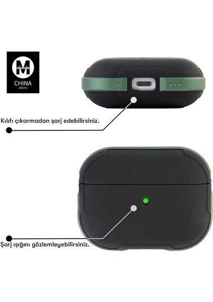 Airpods Pro 2 (2.nesil) MO-A8 Armor Kılıf - Koyu Yeşil fırsatları