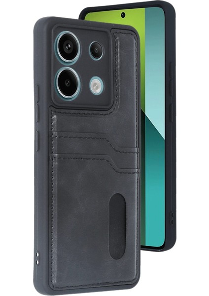 Xiaomi Redmi Note 13 Pro 5g Kılıf Sara Kartvizitli Deri Kılıf - Siyah