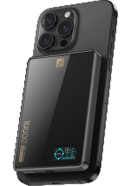 PW598 10.000 Mah Dijital Göstergeli 20W Type-C ve 15W Kablosuz Şarj Pd Hızlı Şarj Magsafe Power