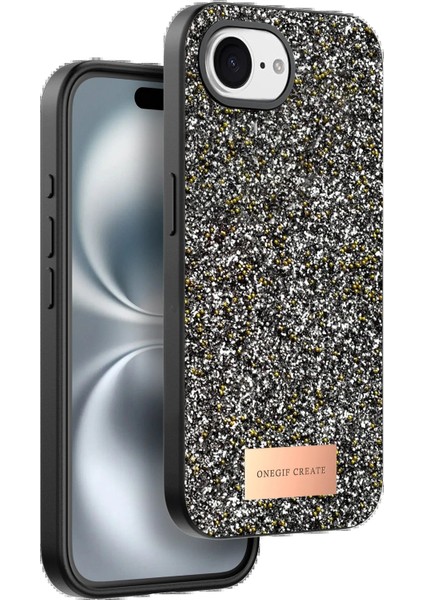 Apple iPhone 16E Bright Simli Kapak - Gümüş