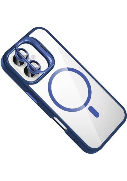 FLM Apple iPhone 16 Plus Remim Lensli Magsafe Standlı Kapak - Lacivert modelleri