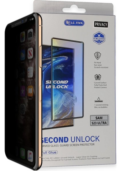 Samsung Galaxy S23 Ultra Durable Full Glue Curved Hayalet Cam