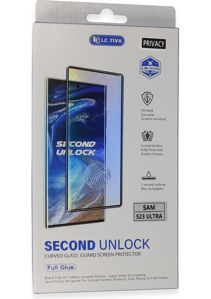 Samsung Galaxy S23 Ultra Durable Full Glue Curved Hayalet Cam modelleri