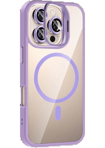 CPT83 Apple iPhone 16 Pro Max Remim Lensli Magsafe Standlı Kapak - Lila fiyatları