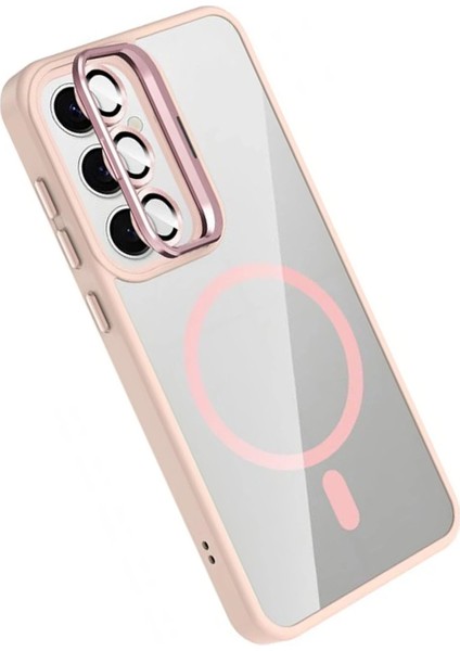 CPT83 Samsung Galaxy S25 Remim Lensli Magsafe Standlı Kapak - Pembe fırsatları