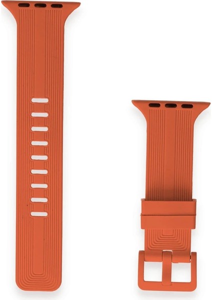 Apple Watch 38MM KR408 Çizgili Silikon Kordon - Turuncu fiyatları
