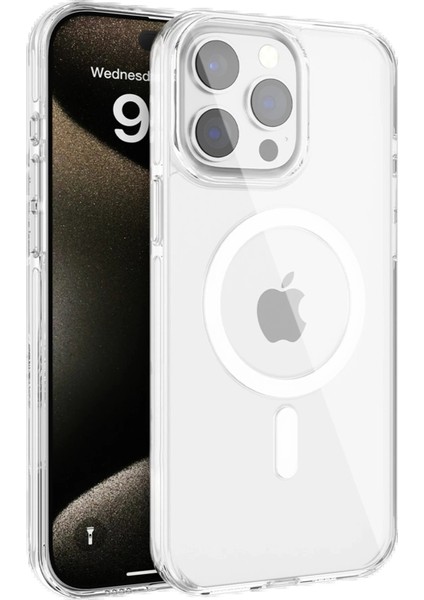 iPhone 15 Pro Gleam Pc Sert Magsafe Kılıf - Şeffaf