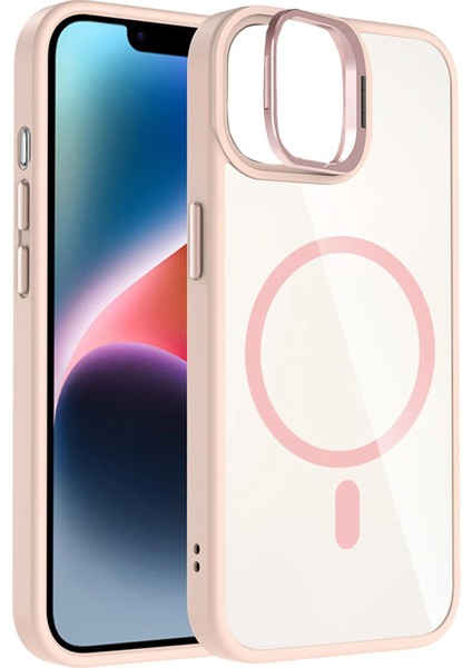 OMR02 Apple iPhone 11 Remim Lensli Magsafe Standlı Kapak - Pembe fiyatları