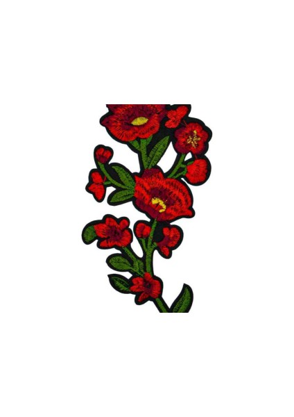 Aplike Ütü Ile Yapışan Büyük Çiçek Kırmızı Arma 10X7 cm