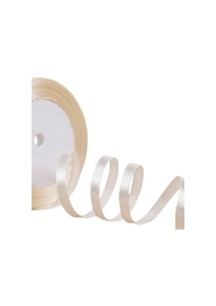 Saten Kurdele 1 cm 10 Metre Ekru