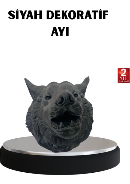3D Siyah Ayı Başı Duvar Süsü Özel Tasarım Dekoratif Heykel 25X19 cm - BI001V-4YVOK4