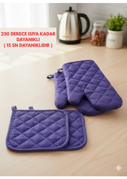 Yanmaz,ısıya Dayanıklı Isı Geçirmeyen Mutfak Fırın Tencere Eldiveni Tutacak Seti 2 Eldiven 2 Tutacak