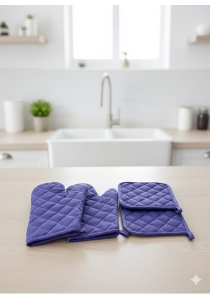 Yanmaz,ısıya Dayanıklı Isı Geçirmeyen Mutfak Fırın Tencere Eldiveni Tutacak Seti 2 Eldiven 2 Tutacak indirimleri