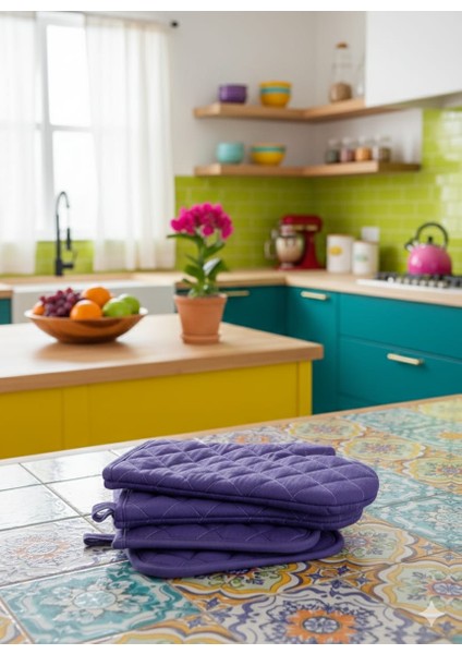 Yanmaz,ısıya Dayanıklı Isı Geçirmeyen Mutfak Fırın Tencere Eldiveni Tutacak Seti 2 Eldiven 2 Tutacak