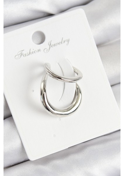 Pirinç Halka Model Gümüş Renk Sağ Kıkırdak Küpe - TJ-BKP10997