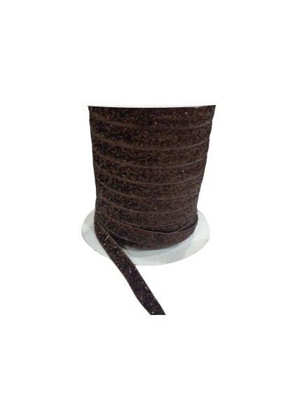 Kadife Kurdele Simli 1 cm Kahverengi 2 Metre
