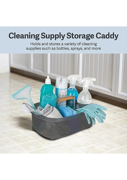 Saplı Plastik Çok Amaçlı Temizlik Saklama Kutusu, 1,85 Galon, Gri ve Turuncu fiyatları