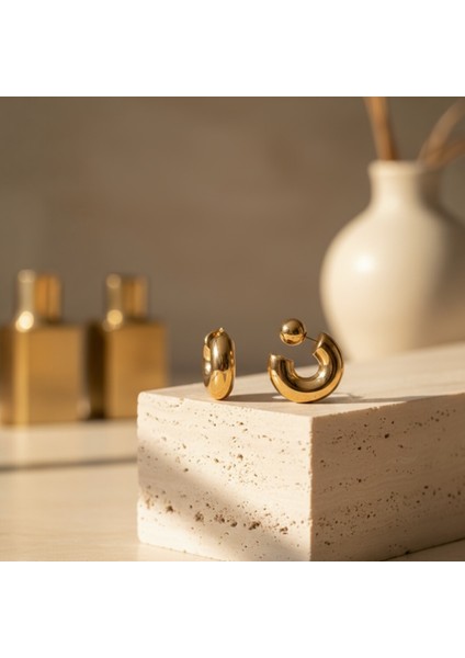 Modern Geometrik Detaylı Halka Küpe | Top İddialı Kadın Küpe