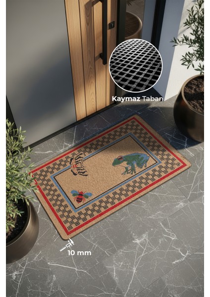 Kaymaz Taban, Kurbağa, Arı, Kelebek Desenli, Modern Dayanıklı Uzun Ömürlü Dış Kapı Paspası, Kapı Önü Paspası çeyiz paspası