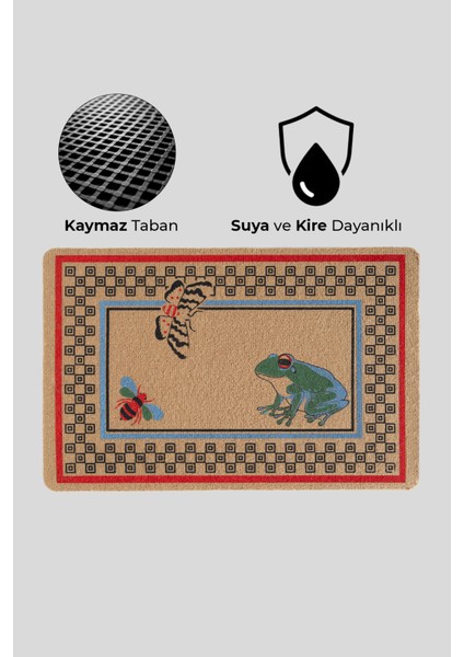 Kaymaz Taban, Kurbağa, Arı, Kelebek Desenli, Modern Dayanıklı Uzun Ömürlü Dış Kapı Paspası, Kapı Önü Paspası çeyiz paspası fiyatları