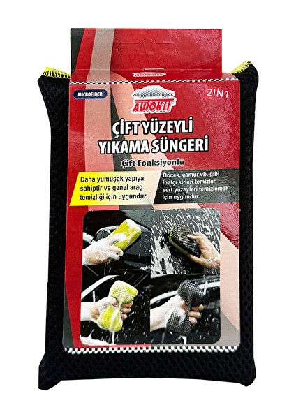 Çift Taraflı Mikrofiber Oto Yıkama Süngeri