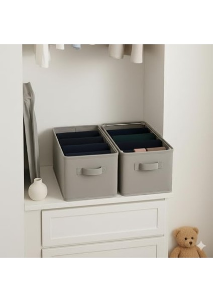 Raf Düzenleyici, Katlanabilir Kıyafet Organizeri, Çelik Destekli Tela Kumaş Çok Amaçlı Saklama Kutusu, Dolap Içi Çekmece Düzenleyici, Gri (45X25X20CM) modelleri