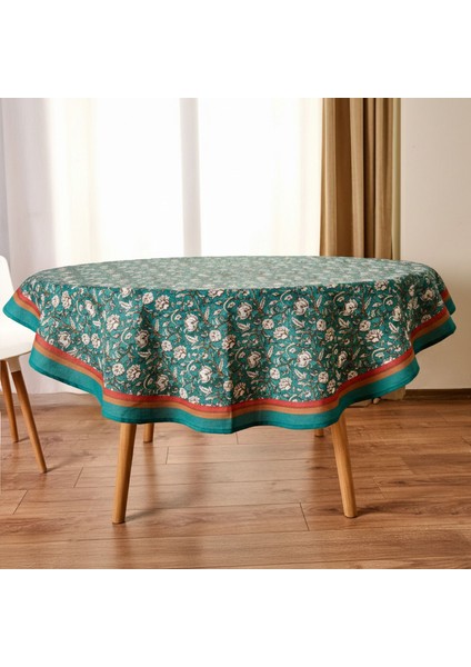 Soft Pine Yuvarlak Masa Örtüsü - Yeşil - 150X150 cm