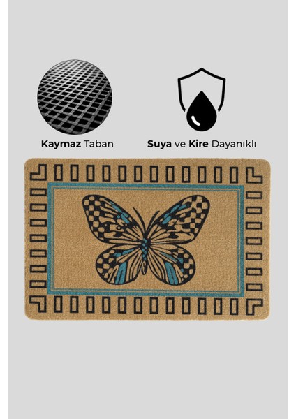 Kaymaz Taban, Kelebek Desenli, Modern Dayanıklı Uzun Ömürlü Dış Kapı Önü Paspası, Paspas, Desenli Paspas fiyatları