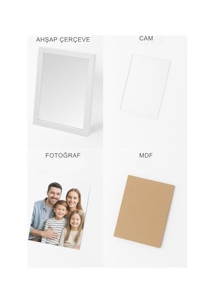 Ahşap Resim Çerçevesi 4&apos;lü Set Halinde 21 x 29 cm (A-4) Boyutunda