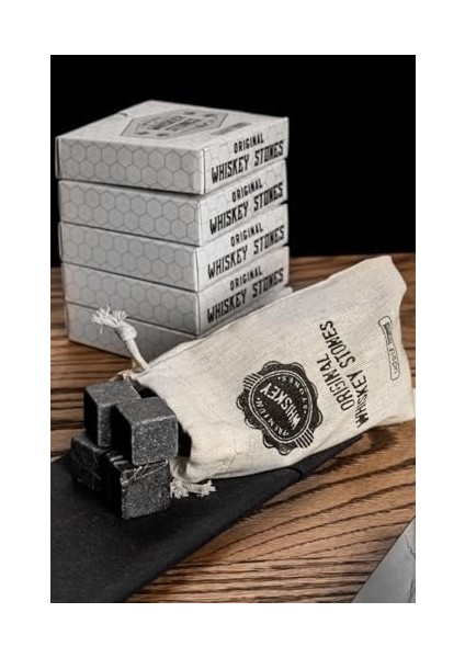 5 Adet 12&apos;li Premium Doğal Mermer Viski Soğutma Taşı (60 Adet Viski Taşı)