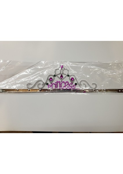 Gümüş Renk Prenses Yazılı Parti Tacı 60 cm fiyatları