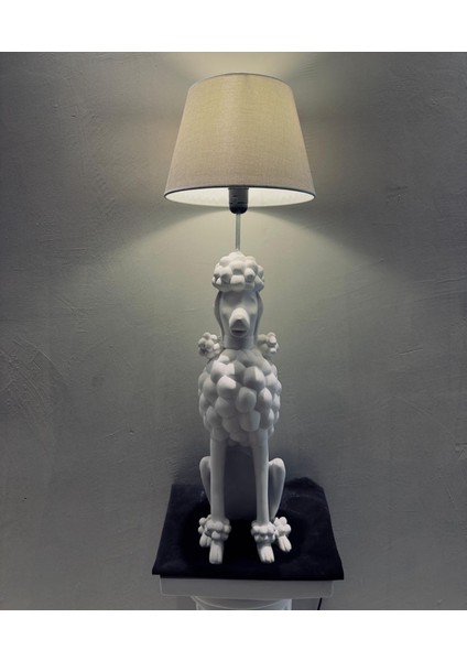 Poodle (Kaniş) Figürlü Dekoratif Masa Lambası – 60X20 cm Heykelsi ve Lüks