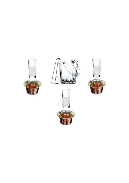 8 Parça Rakı Bardak Meşrubat Bakır Ehlikeyf ve Buz Kovası Keyif Seti