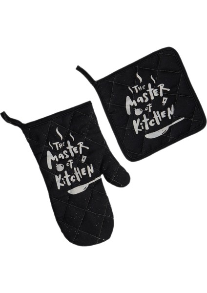 Chef Mutfak Eldiveni ve Tutaç Seti - Renkli - 20X20 cm + 17X30 cm