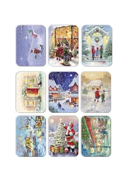 Mia 36 Lı Simli Yılbaşı Kartpostal Seti Yeni Yıl Kardan Adam Kış Manzara Nostalji modelleri