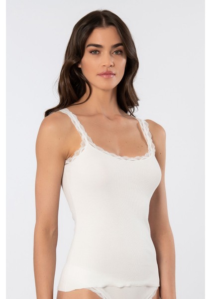 Kadın Likralı Dantelli Ip Askılı Kaşkorse 926/EKRU fiyatları