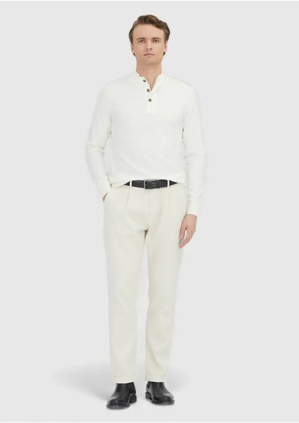 Ekru Polo Yaka Düz Örgü Triko Kazak fiyatları