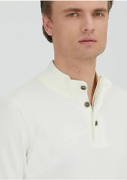 Ekru Polo Yaka Düz Örgü Triko Kazak modelleri